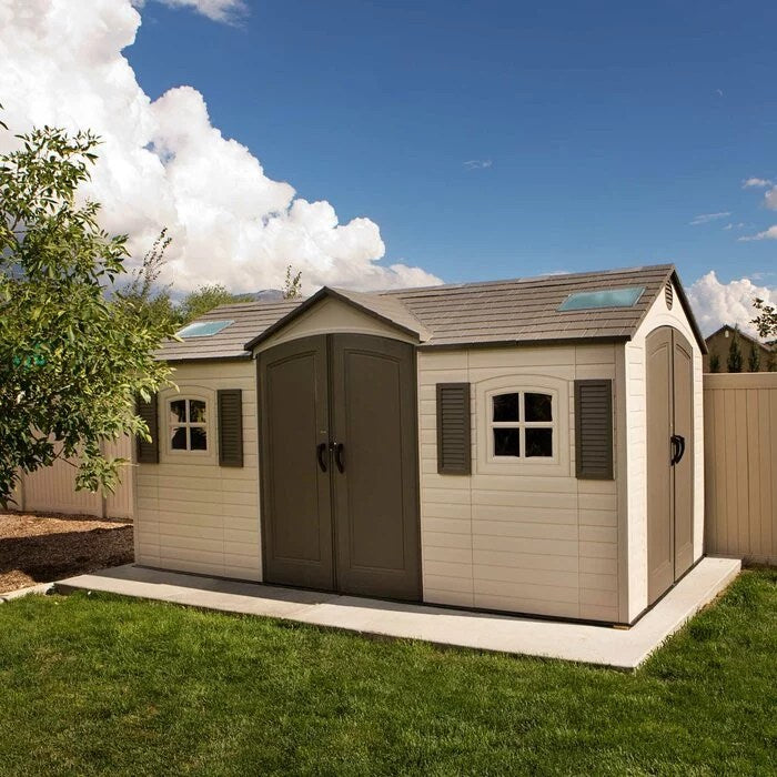 Dual Entry 15 ft. W x 8 ft. D Plastic Storage Shed - Image 1